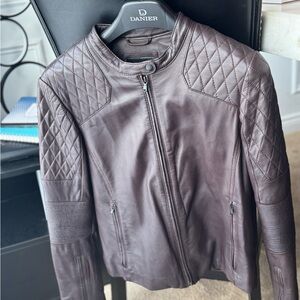 Danier Women's Eggplant Quilted Leather Jacket